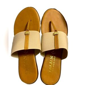 NEW ITALIAN Shoemakers Briley
Woman's Sandals Shoes Brown Tan sz 8 Slip ON NWOT